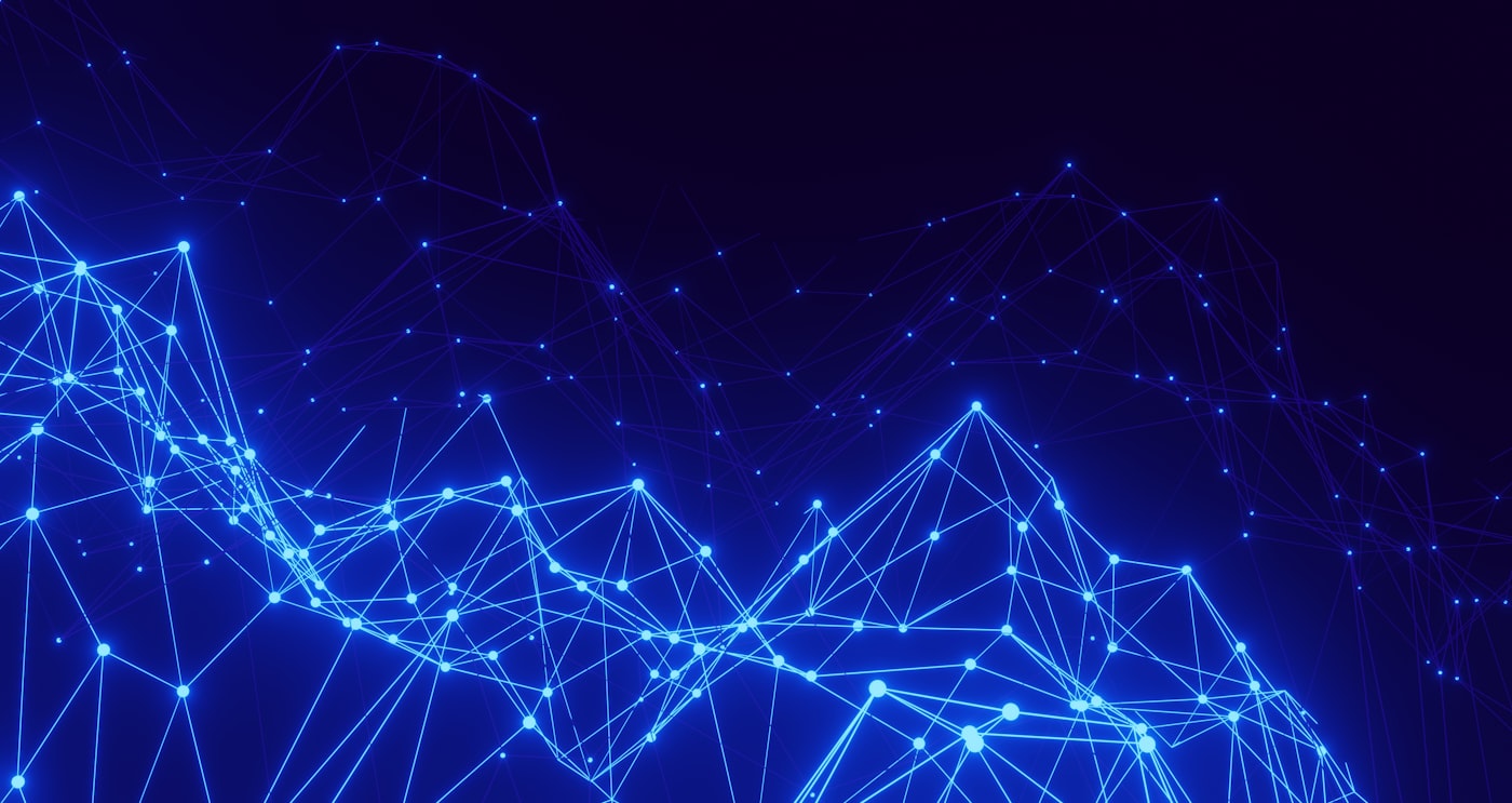 Data network mesh in electric blue