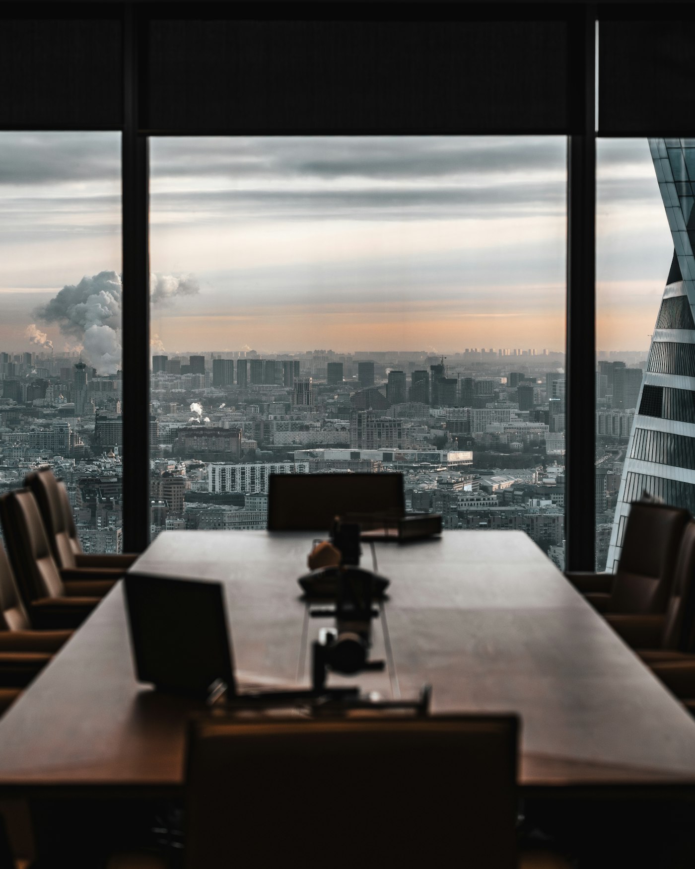 Boardroom with panoramic city view